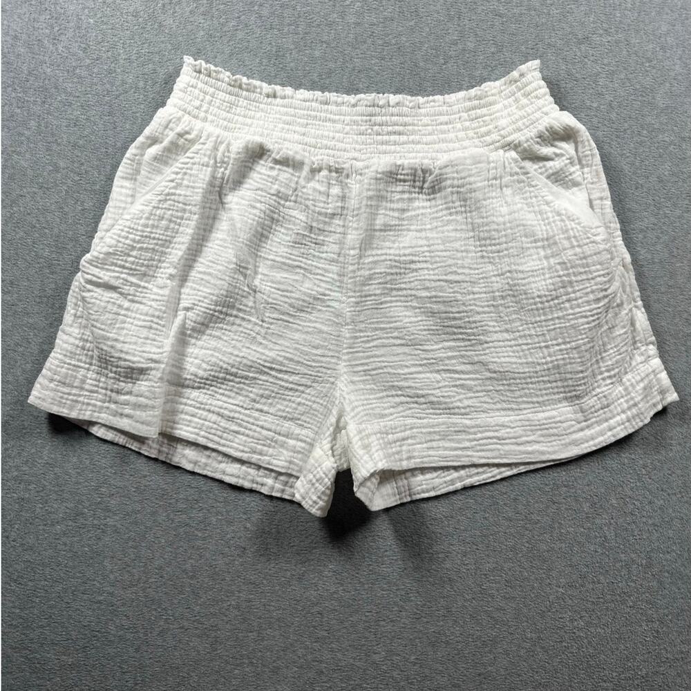 Faherty Gauze Shorts Women's Large White Side Pockets Pull On Elastic Waist